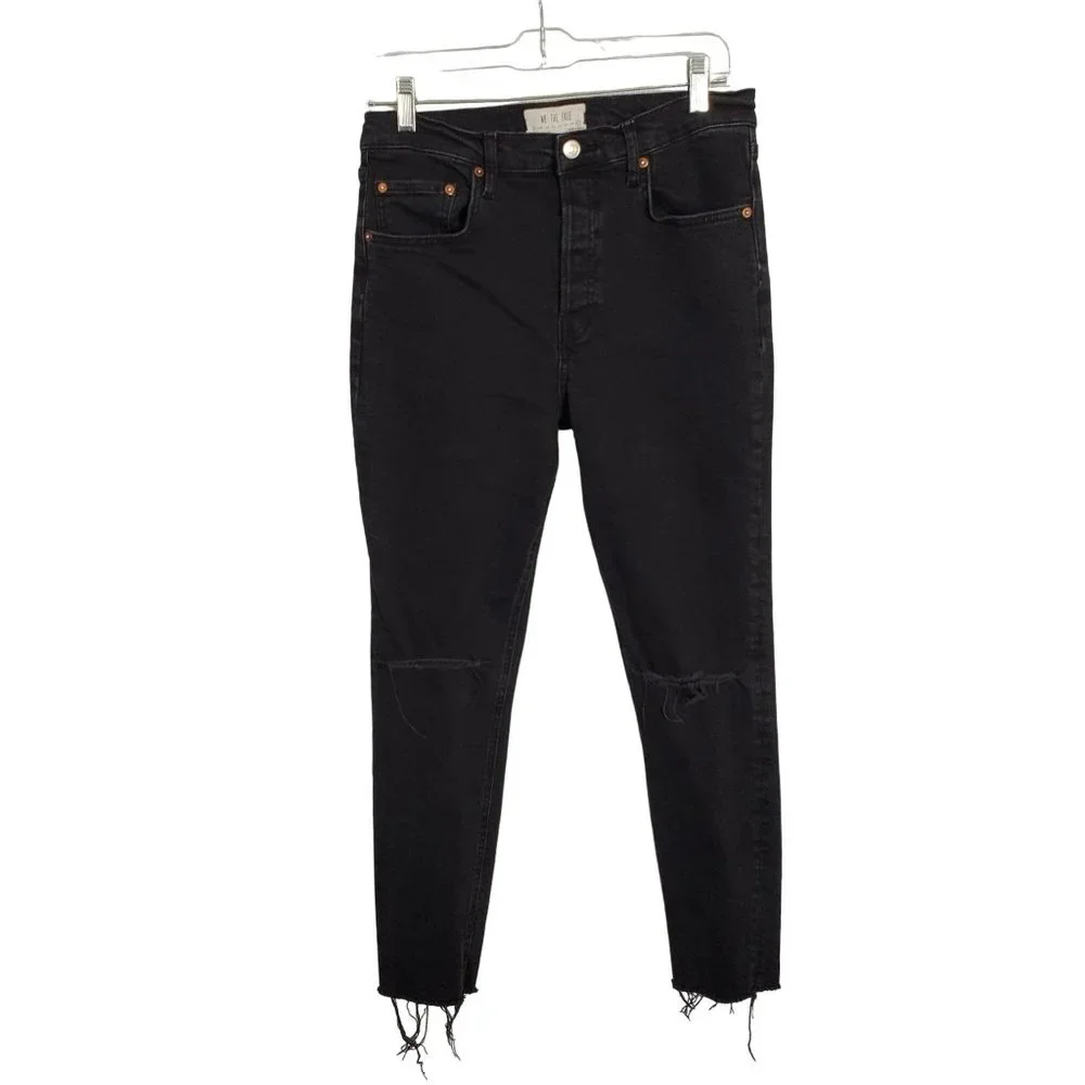 We the Free Size 31 Jeans Anthropologie Button Fly Stretch Skinny Distressed - Picture 1 of 11
